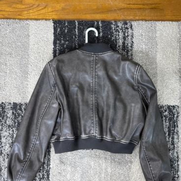 Zara Black Faux Leather Bomber Jacket - Picture 3 of 3
